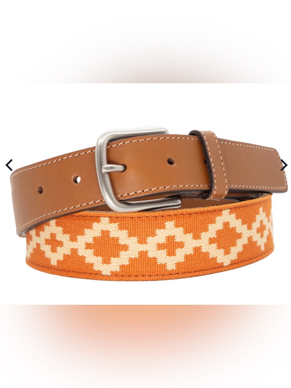 La Matera Talampaya Leather and Woven Orange Men's Belt 38